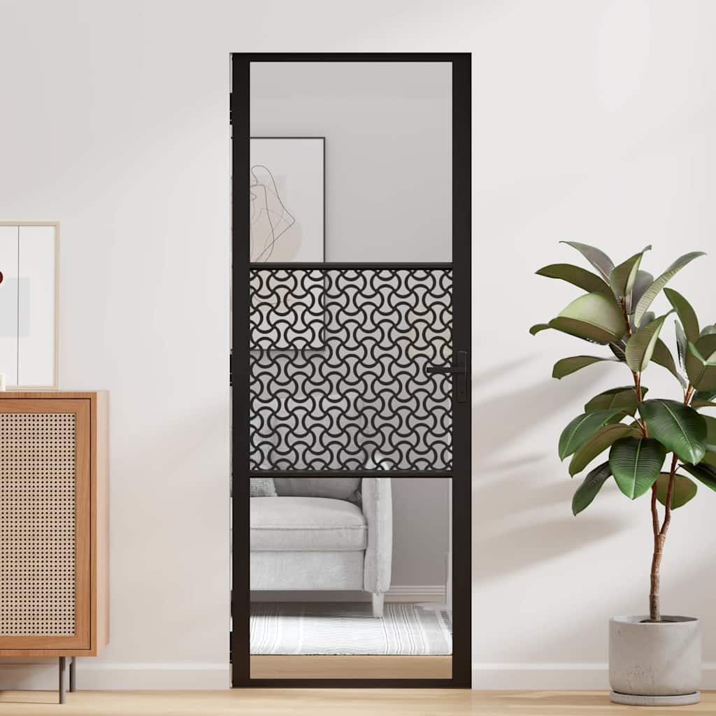 Glass Door Fretwork Black 76 x 3.5 x 201.5 cm Aluminium
