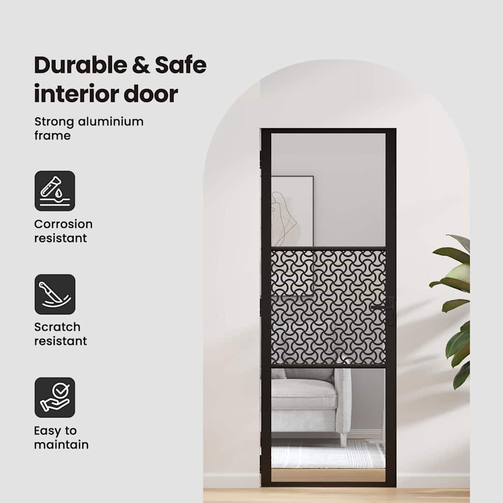 Glass Door Fretwork Black 76 x 3.5 x 201.5 cm Aluminium