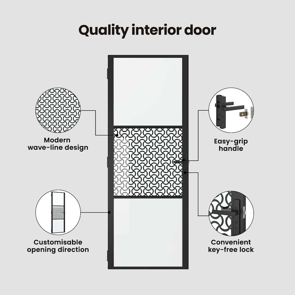 Glass Door Fretwork Black 83 x 3.5 x 201.5 cm Aluminium