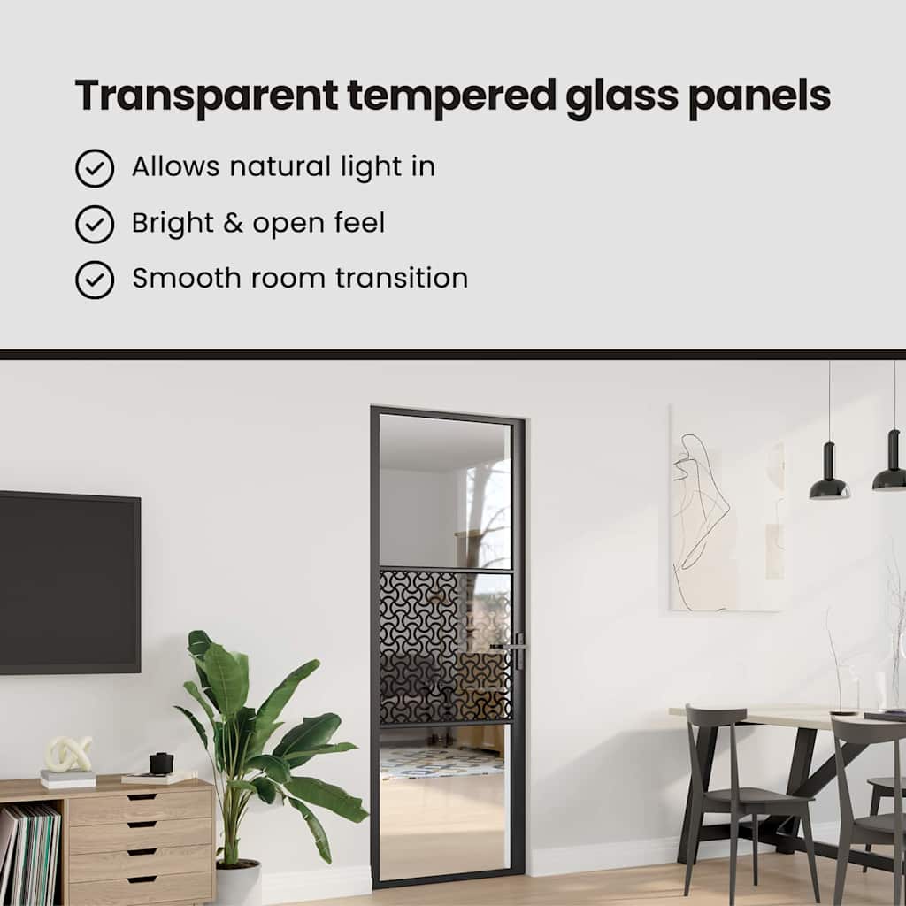 Glass Door Fretwork Black 83 x 3.5 x 201.5 cm Aluminium