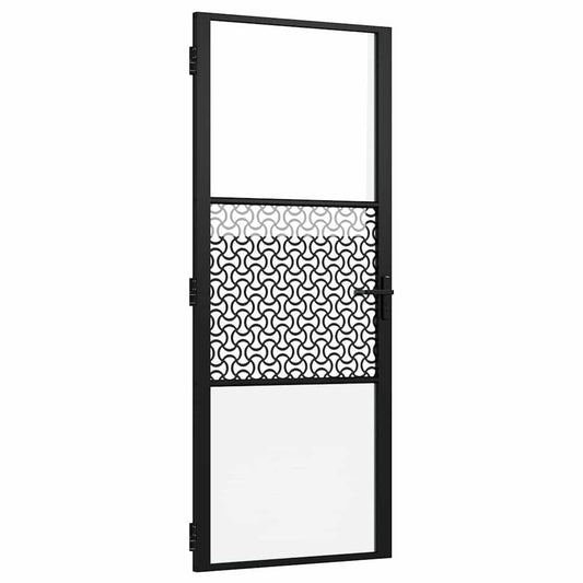 Glass Door 83 x 3.5 x 201.5 cm Aluminium Black