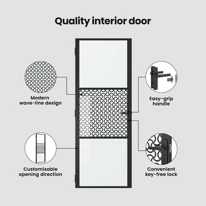 Glass Door Fretwork Black 102.5 x 3.5 x 201.5 cm Aluminium