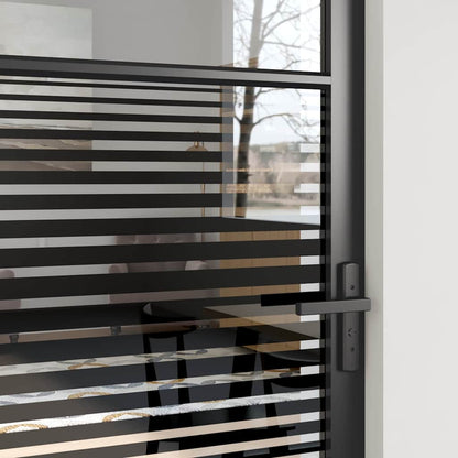 Glass Door Striped Black 76 x 3.5 x 201.5 cm Aluminium