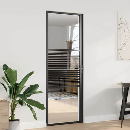 Glass Door Striped Black 76 x 3.5 x 201.5 cm Aluminium