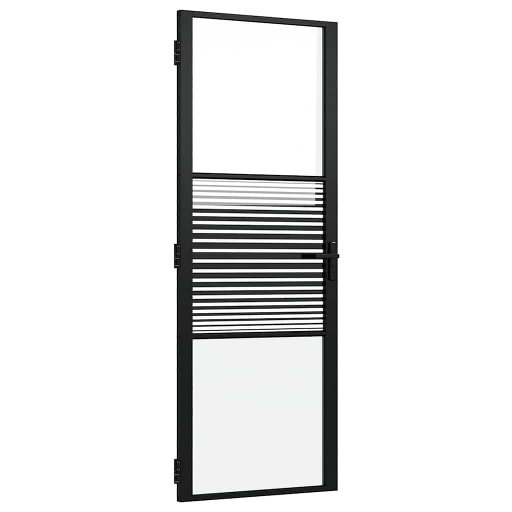 Glass Door Striped Black 76 x 3.5 x 201.5 cm Aluminium