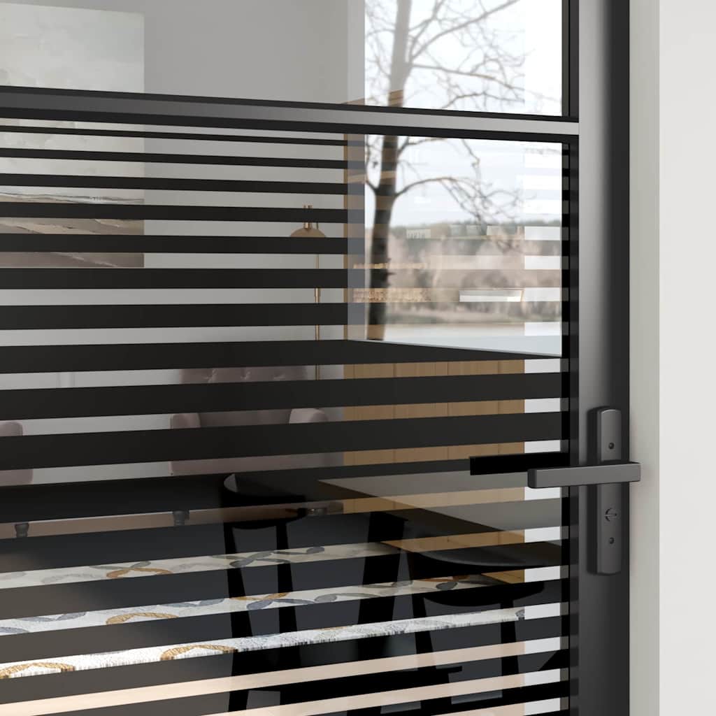 Glass Door Striped Black 83 x 3.5 x 201.5 cm Aluminium