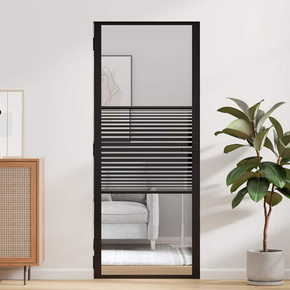 Glass Door Striped Black 83 x 3.5 x 201.5 cm Aluminium