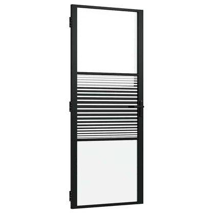 Glass Door Striped Black 83 x 3.5 x 201.5 cm Aluminium
