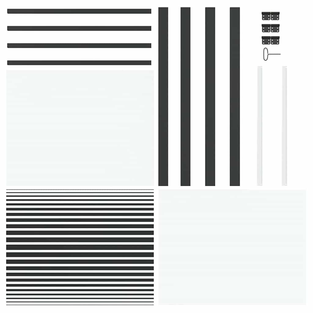 Glass Door Striped Black 93 x 3.5 x 201.5 cm Aluminium