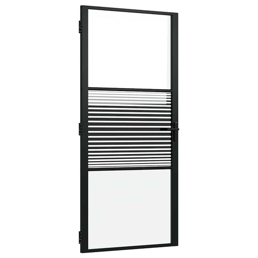 Glass Door 93 x 3.5 x 201.5 cm Aluminium Black