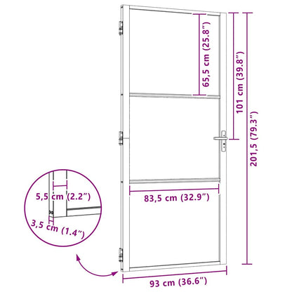Glass Door Striped Black 93 x 3.5 x 201.5 cm Aluminium