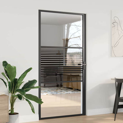 Glass Door Striped Black 102.5 x 3.5 x 201.5 cm Aluminium