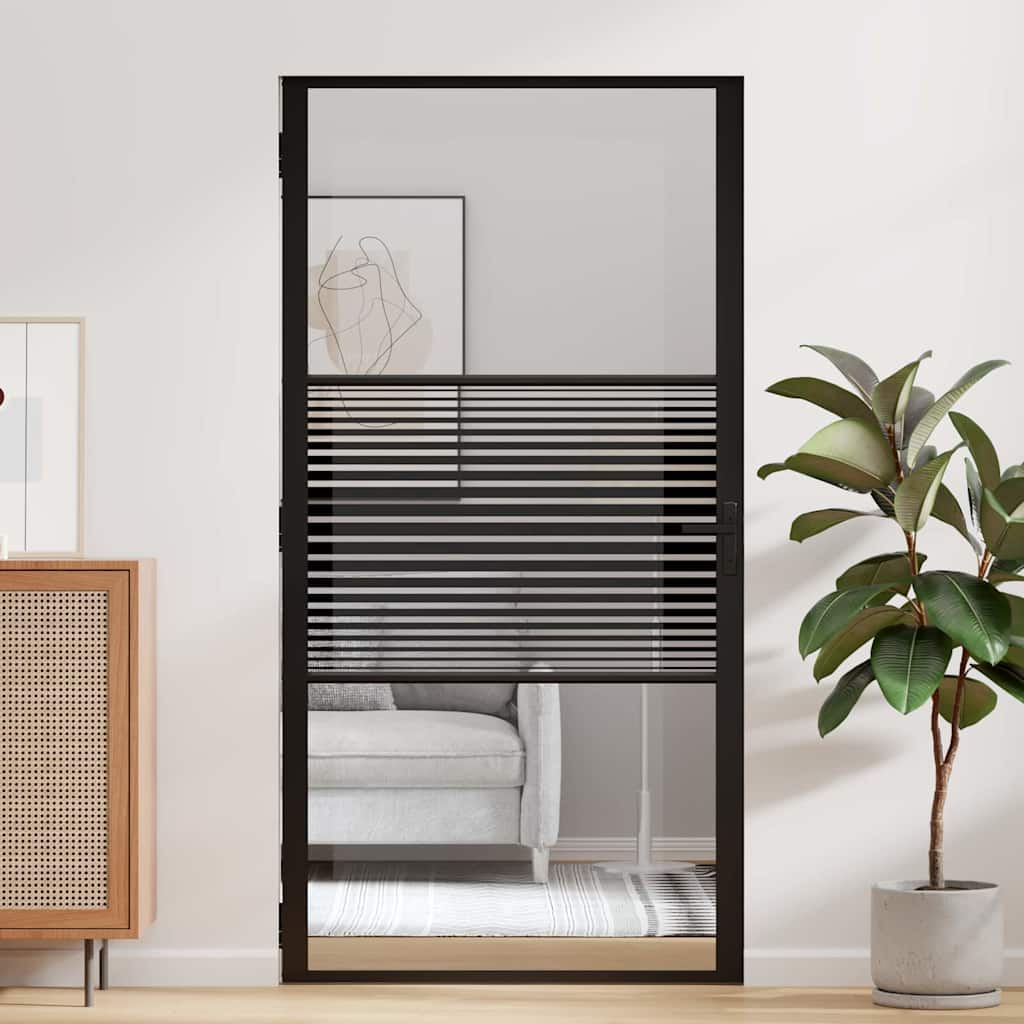 Glass Door Striped Black 102.5 x 3.5 x 201.5 cm Aluminium