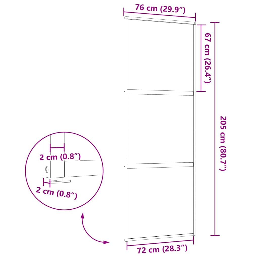 Glass Door Fretwork Black 76 x 2 x 205 cm Aluminium