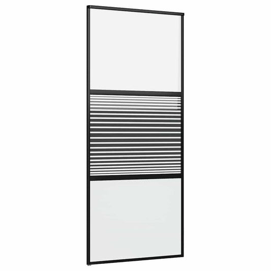 Glass Door Striped Black 90 x 2 x 205 cm Aluminium