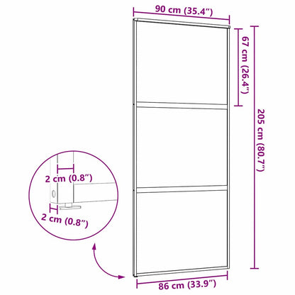 Glass Door Striped Black 90 x 2 x 205 cm Aluminium
