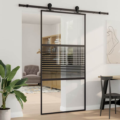 Glass Door Striped Black 102.5 x 2 x 205 cm Aluminium