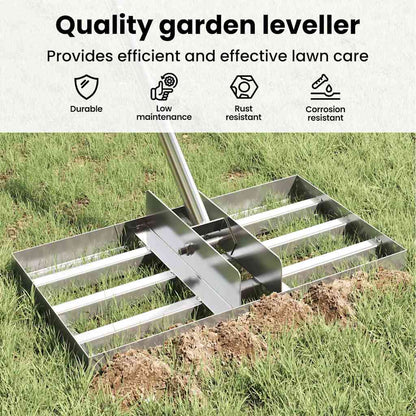 Garden Leveling Rake Silver 45 x 25 x 200 cm Stainless Steel