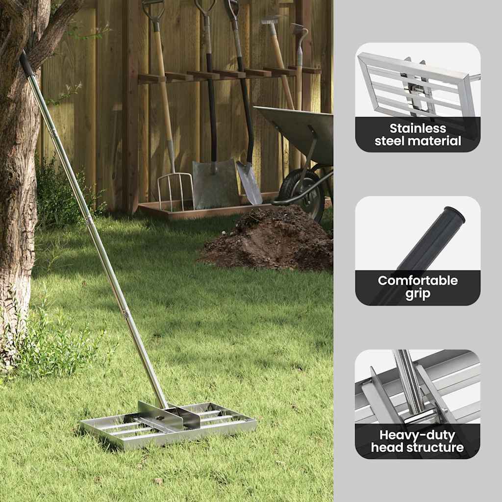 Garden Leveling Rake Silver 45 x 25 x 200 cm Stainless Steel