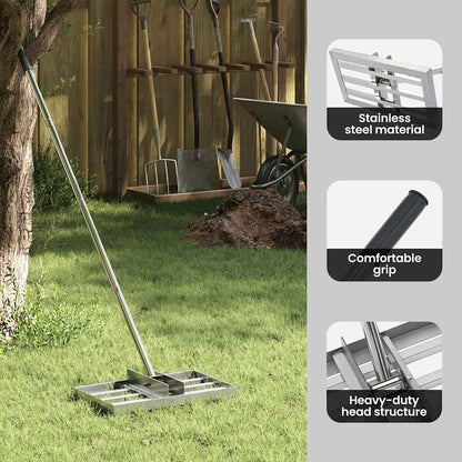 Garden Leveling Rake Silver 45 x 25 x 200 cm Stainless Steel