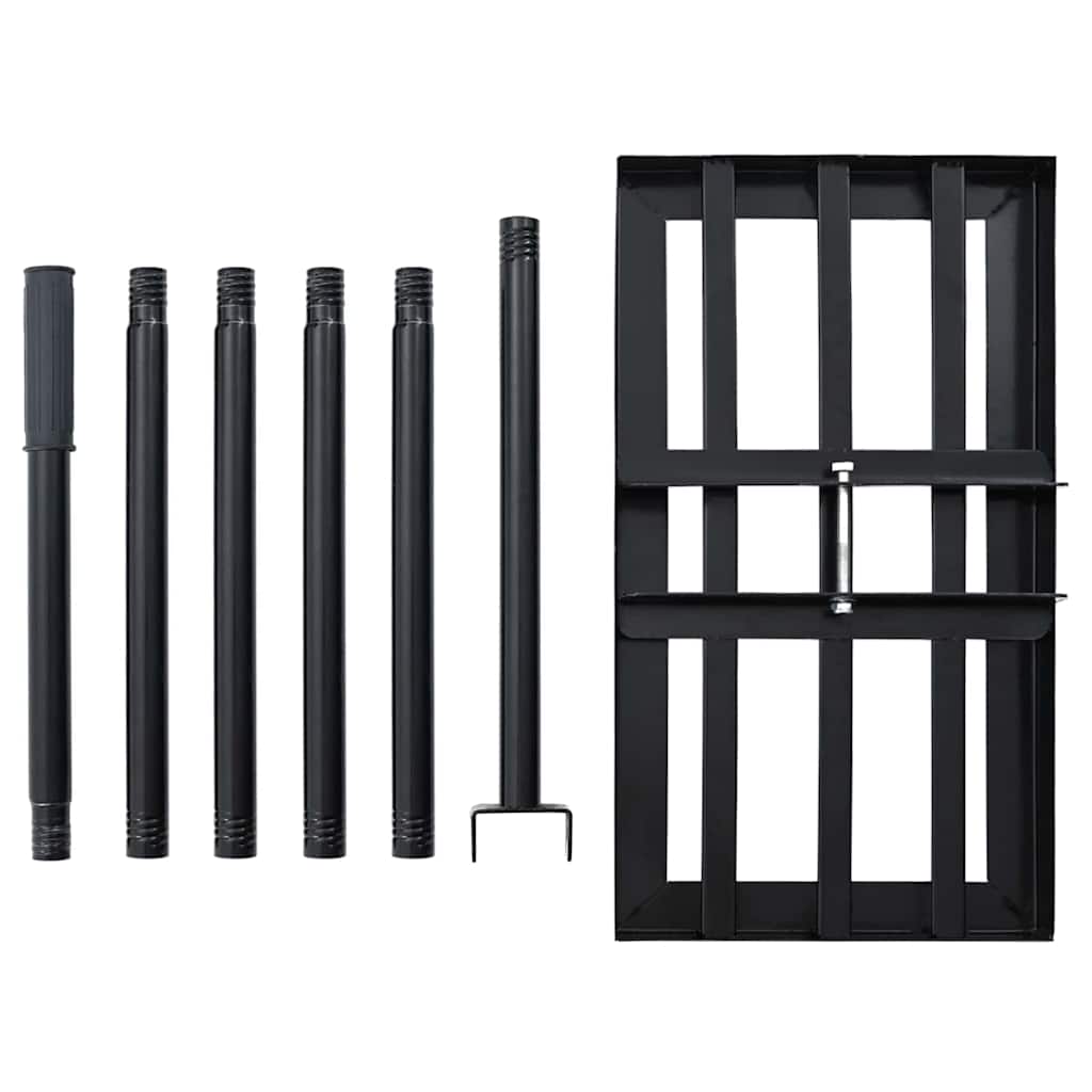 Garden Leveling Rake Black 45 x 25 x 200 cm Powder-Coated Steel