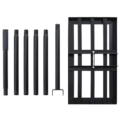 Garden Leveling Rake Black 45 x 25 x 200 cm Powder-Coated Steel