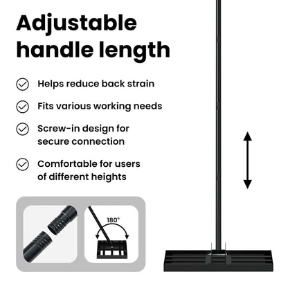 Garden Leveling Rake Black 45 x 25 x 200 cm Powder-Coated Steel