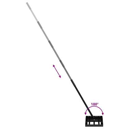 Garden Leveling Rake Black 45 x 25 x 200 cm Powder-Coated Steel