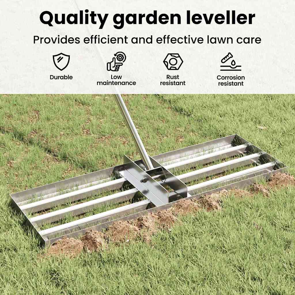 Garden Leveling Rake Silver 75 x 25 x 200 cm Stainless Steel