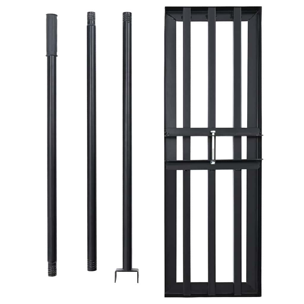Garden Leveling Rake Black 75 x 25 x 200 cm Powder-Coated Steel