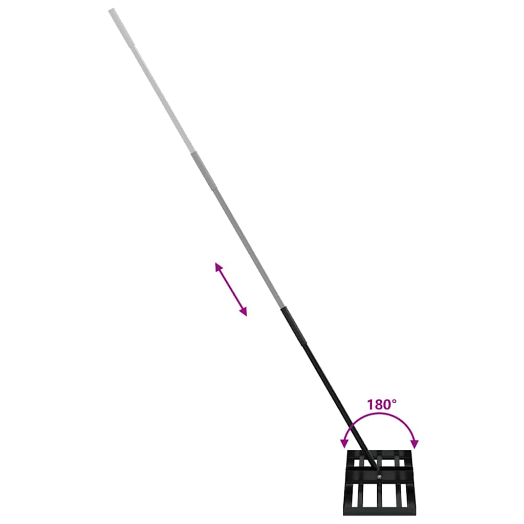 Garden Leveling Rake Black 75 x 25 x 200 cm Powder-Coated Steel