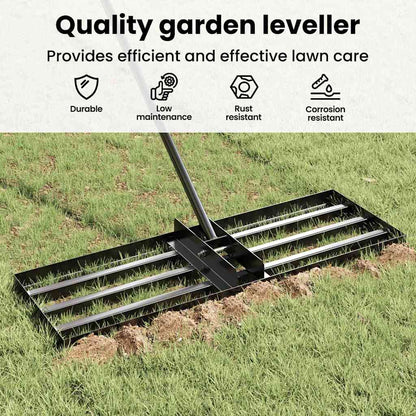 Garden Leveling Rake Black 75 x 25 x 6 cm Powder-Coated Steel