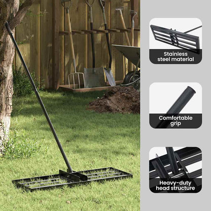 Garden Leveling Rake Black 75 x 25 x 6 cm Powder-Coated Steel