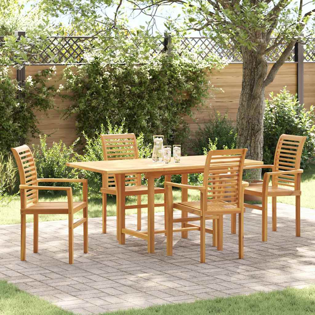 Garden Dining Set 5 pcs Brown Solid Teak Wood