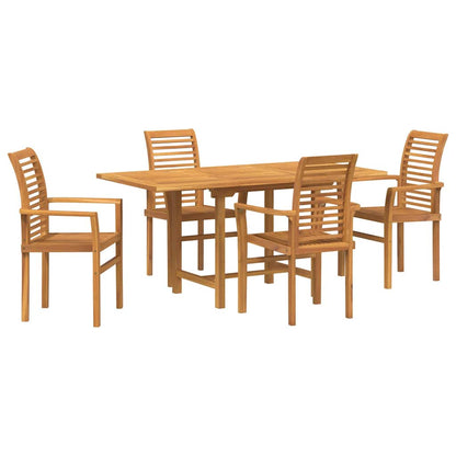 Garden Dining Set 5 pcs Brown Solid Teak Wood