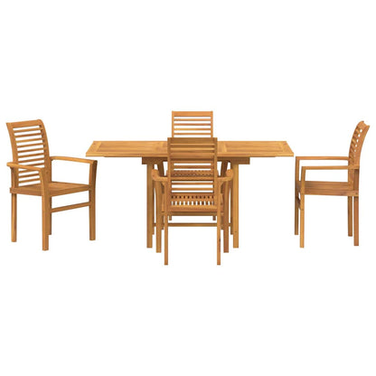 Garden Dining Set 5 pcs Brown Solid Teak Wood