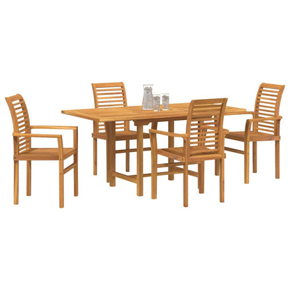 Garden Dining Set 5 pcs Brown Solid Teak Wood