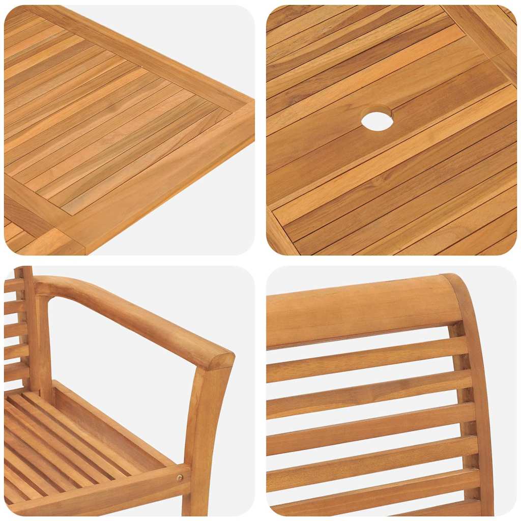 Garden Dining Set 7 pcs Brown Solid Teak Wood