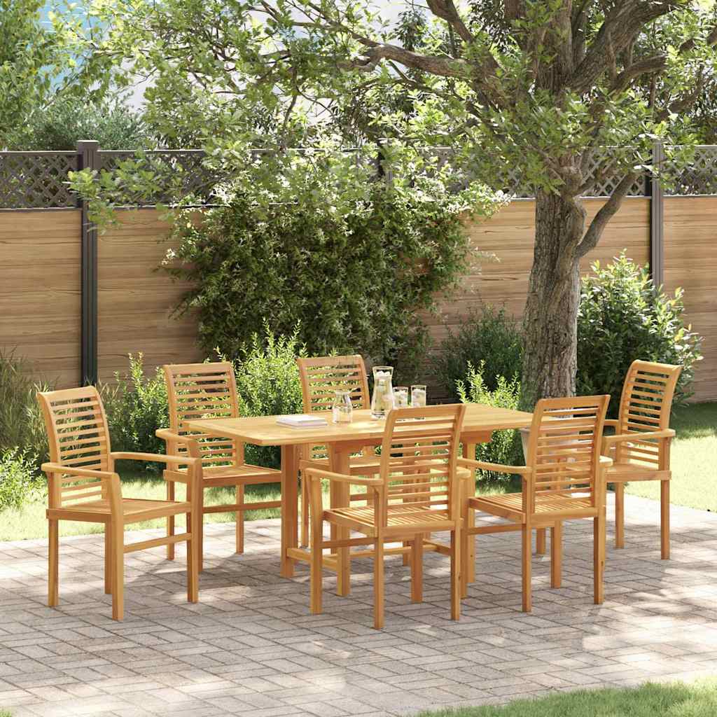Garden Dining Set 7 pcs Brown Solid Teak Wood