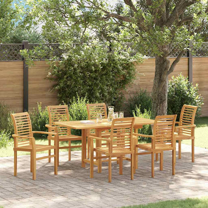 Garden Dining Set 7 pcs Brown Solid Teak Wood
