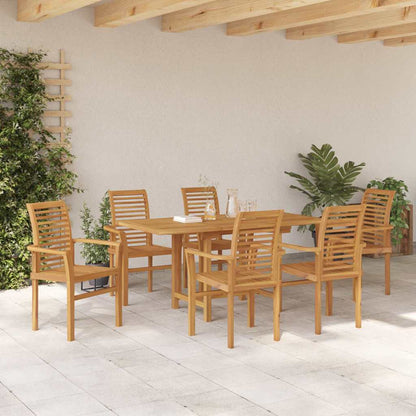 Garden Dining Set 7 pcs Brown Solid Teak Wood