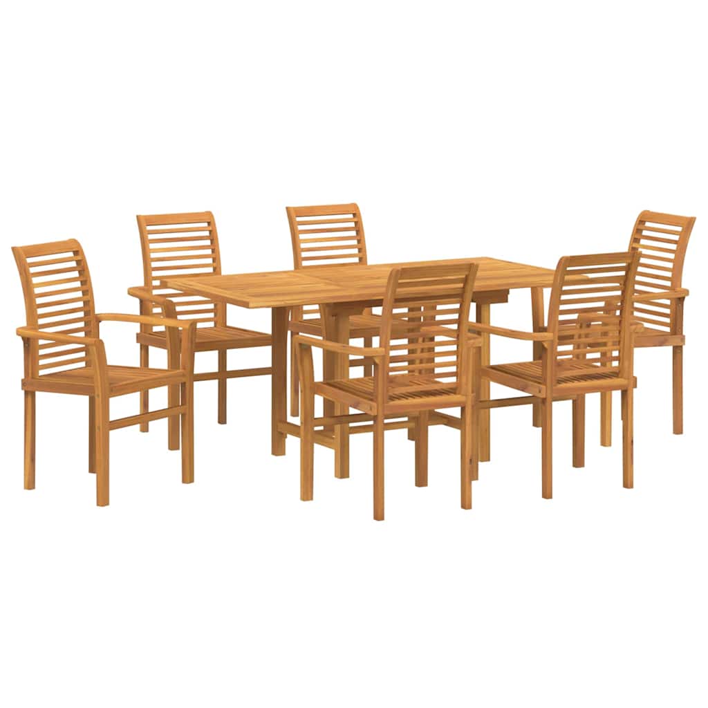 Garden Dining Set 7 pcs Brown Solid Teak Wood