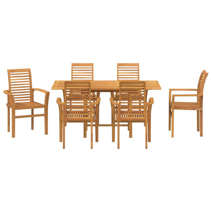 Garden Dining Set 7 pcs Brown Solid Teak Wood