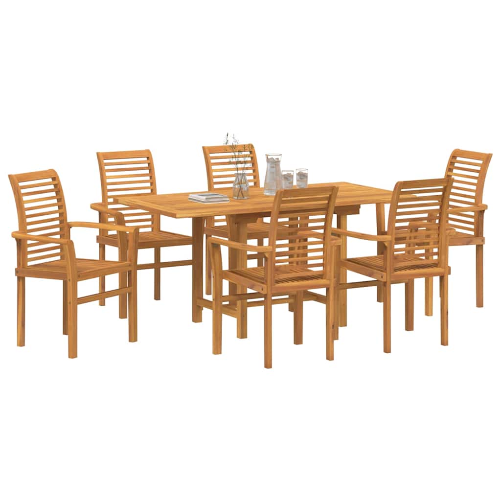 Garden Dining Set 7 pcs Brown Solid Teak Wood