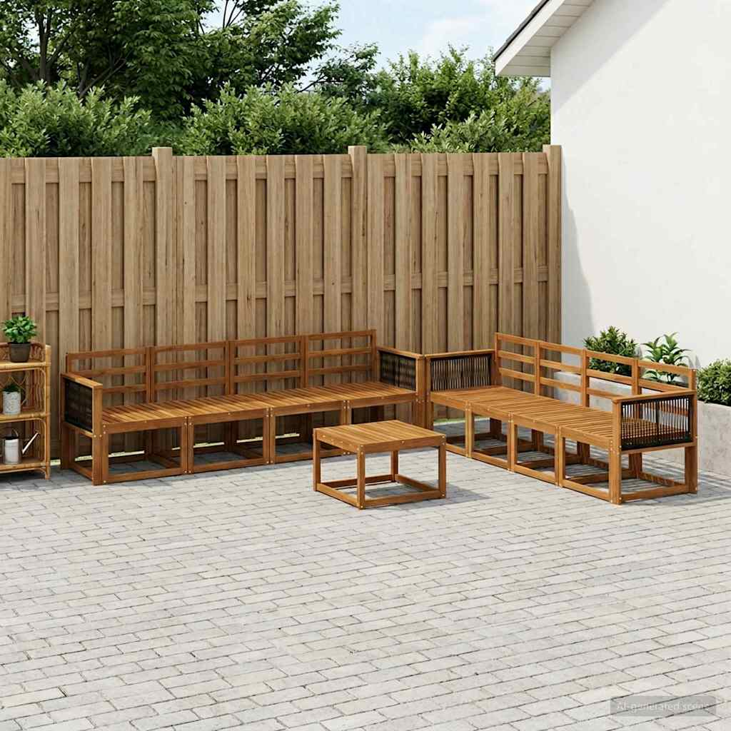 Outdoor Sofa Set 7 pcs Natural Solid Acacia Wood