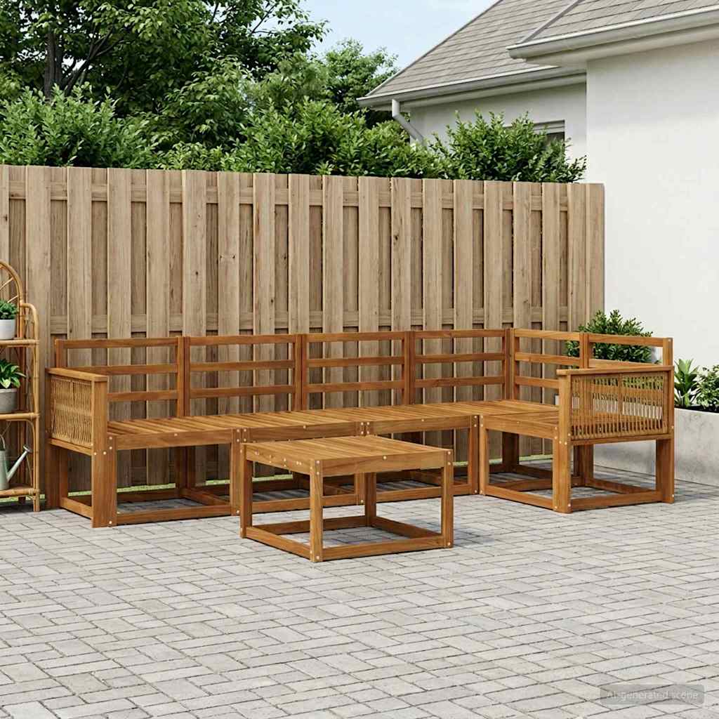 Outdoor Sofa Set 6 pcs Natural Solid Acacia Wood
