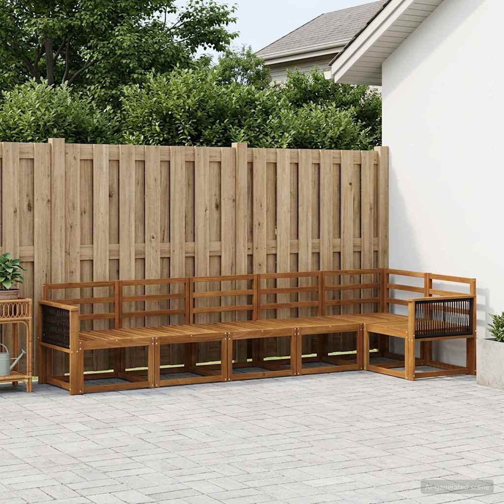 Outdoor Sofa Set 6 pcs Natural Solid Acacia Wood
