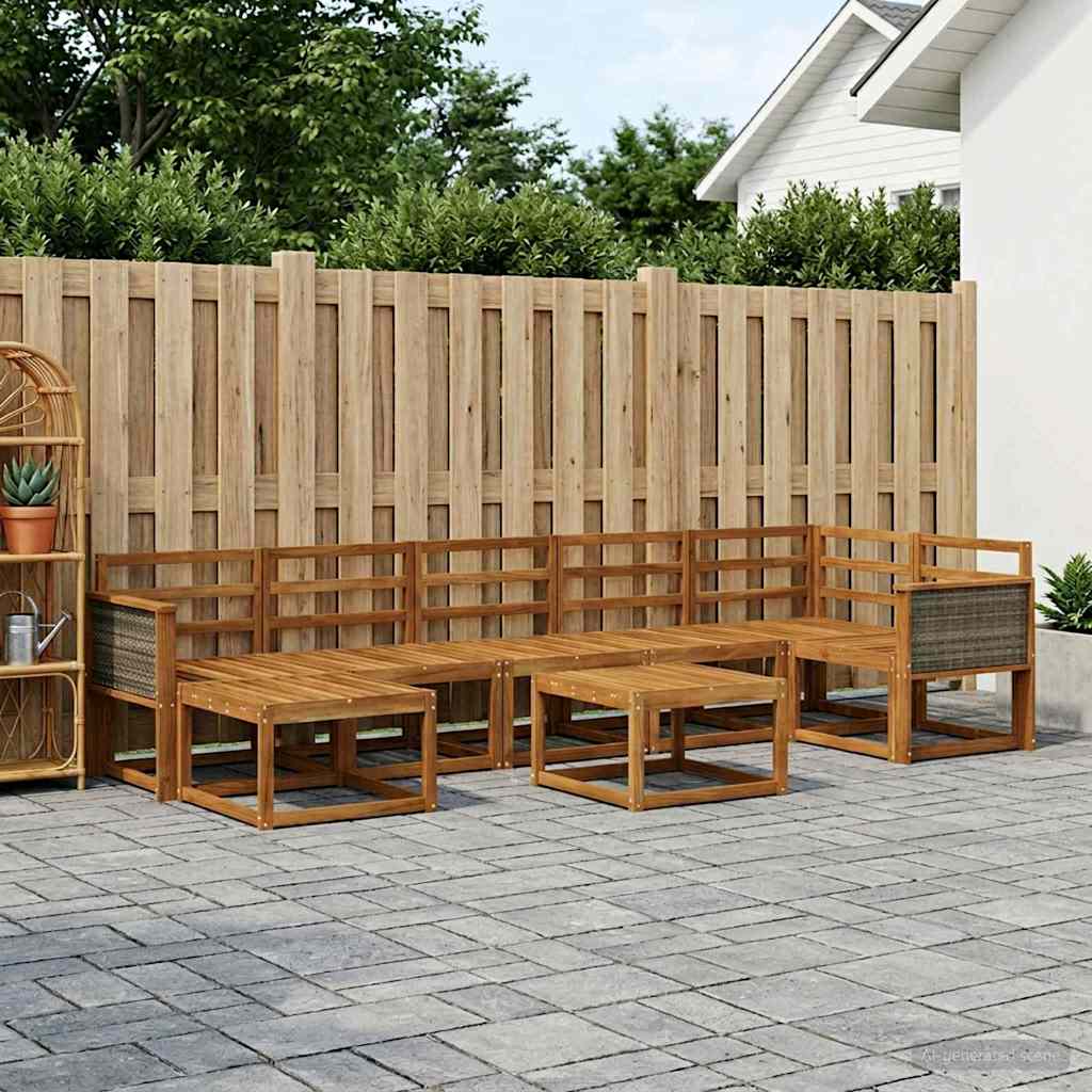 Outdoor Sofa Set 8 pcs Natural Solid Acacia Wood