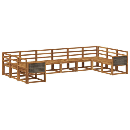 Outdoor Sofa Set 10 pcs Natural Solid Acacia Wood