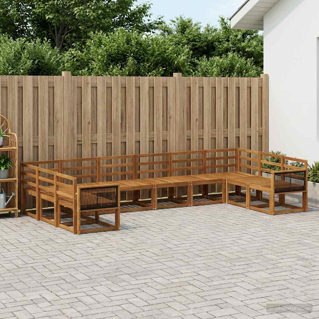 Outdoor Sofa Set 10 pcs Natural Solid Acacia Wood